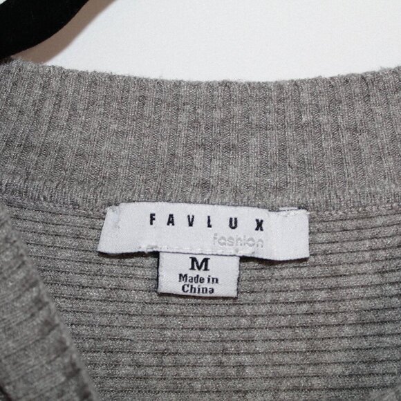 Favlux Fashion gray ribbed dolman sleeve pullover sweater M - Picture 5 of 8